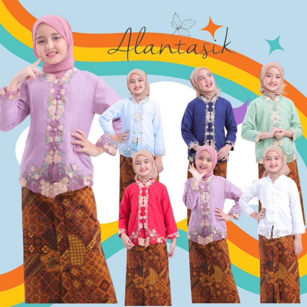 QR25GH Alantasik - Kebaya Anak Bordir Warna Elise Kebaya Encim Sekolah Anak TK dan SD ATASAN AJA / K