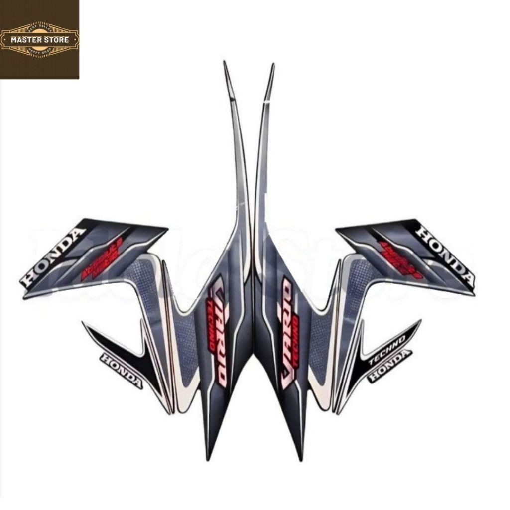 Stiker Striping Honda Vario Techno 2010 110 Putih Hitam List Stiker Standar Vario Techno 2010