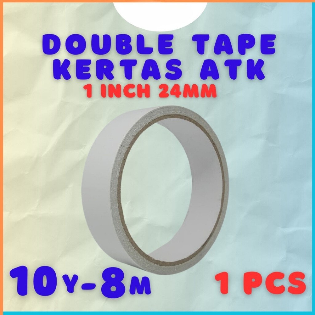 

Double Side Tape Kertas Solasi Bolak Balik 24mm x 10 Yard Bukan Nachi Double Tape Kertas ATK Paper Doubletape 1 inch " 24mm 8m 24 mm 8 Meter