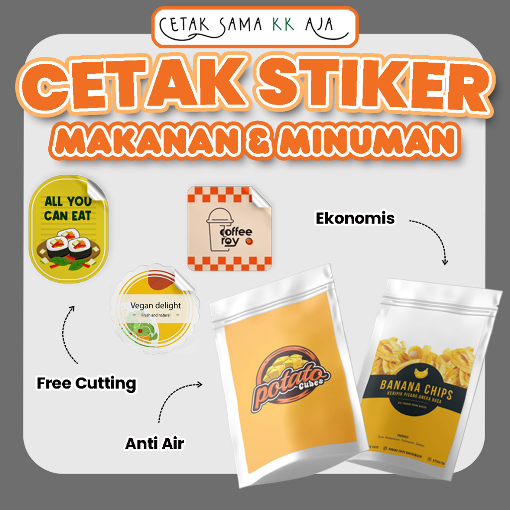 

[FREE CUTTING] CETAK STIKER MAKANAN MINUMAN STIKER VINYL ANTI AIR KROMO EKONOMIS UMKM USAHA STICKER STICKER