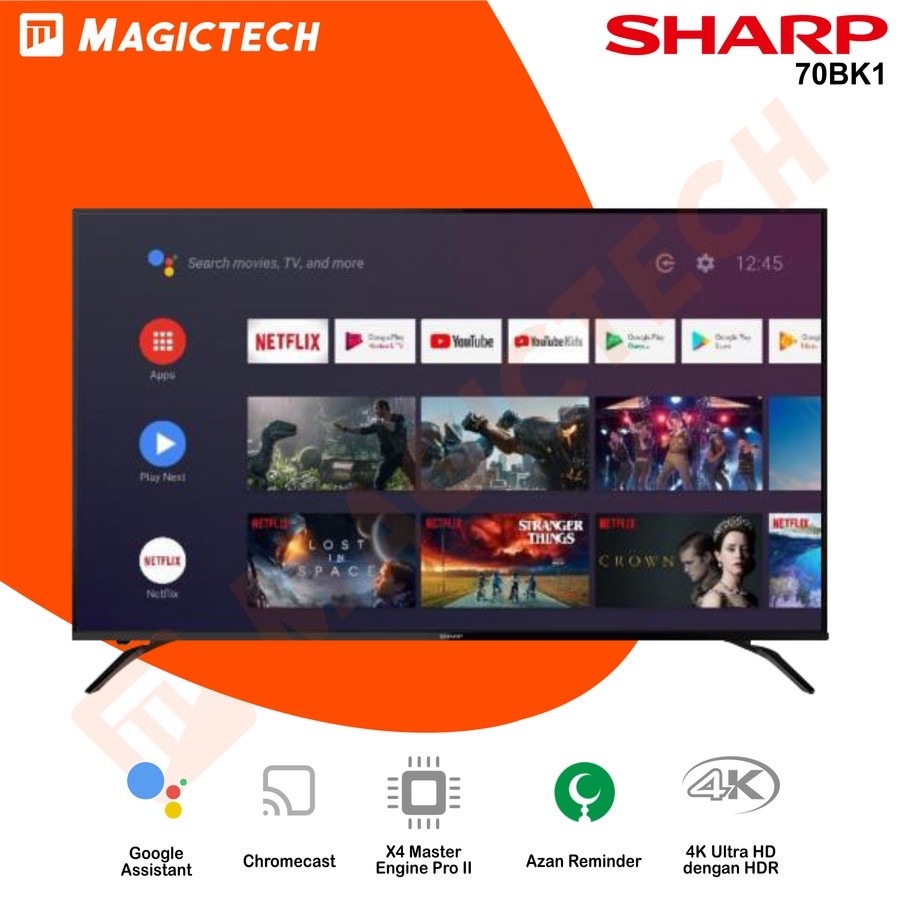 TV SHARP 70 INCH / 70" 4T-C70DK1X / 70DK1X / 70DK1 4K UHD ANDROID TV