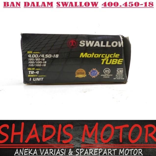 Ban Dalam Motor Merk Swallow Ukuran 400/450 ( 120/80 100/100 110/100 ) Ring 18