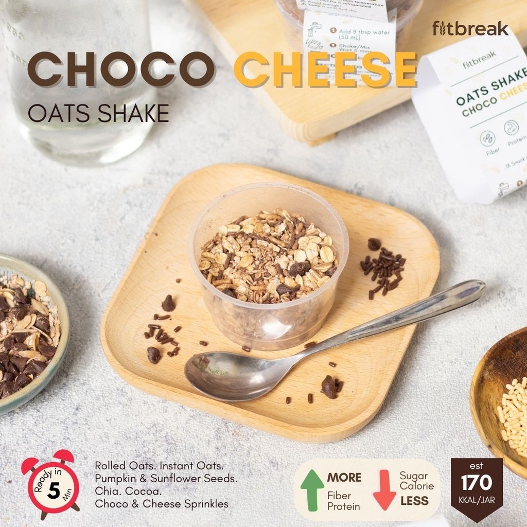 

Choco Cheese Oats Shake Fitbreak Overnight Oats/ Snack Sehat/ Oatmeal/ Rendah gula/ Rendah Kalori/ Tinggi Serat/ Sarapan untuk pemula
