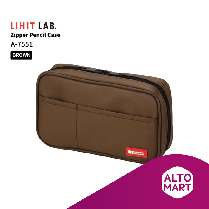 

New Arrival Lihit Lab A-7551 Zipper Pencil Case Tempat Kotak Pensil Resleting Pen - BROWN