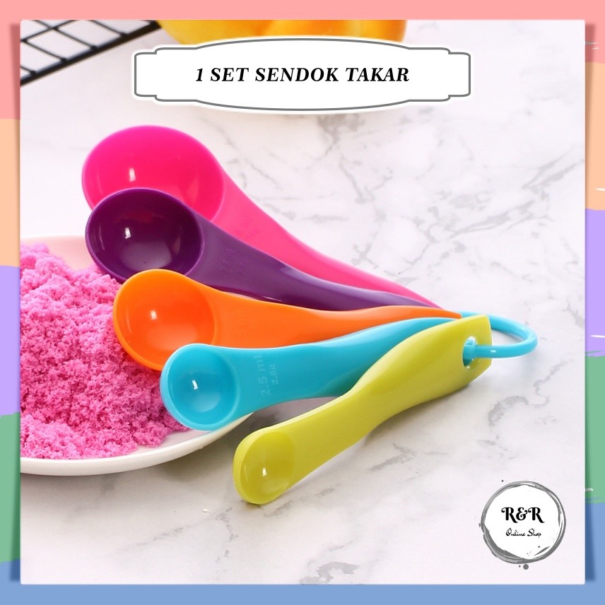 Sendok Takar 5 Pcs in1 Set Takaran Plastik Warna Serbaguna Bumbu Dapur Measuring Gram Spoon Baking