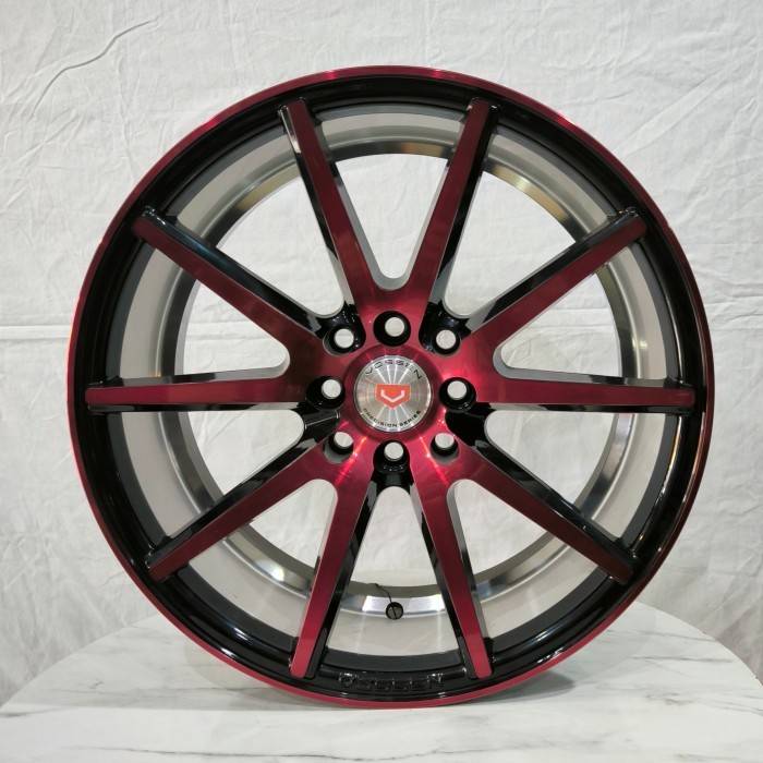 4p VELG VOSSEN 17x7.5 8H 100 / 114.3 et45 Black Polish Red 17 R17 lebar 7,5 inci lobang 4H 100 & 4H 