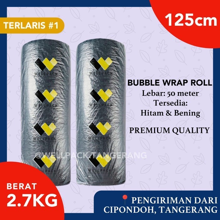 

PROMO!! - Bubble Wrap Roll 125cm x 50m Hitam & Bening (Ekonomis) Wellpack MP GMP - Hitam, 2 KG