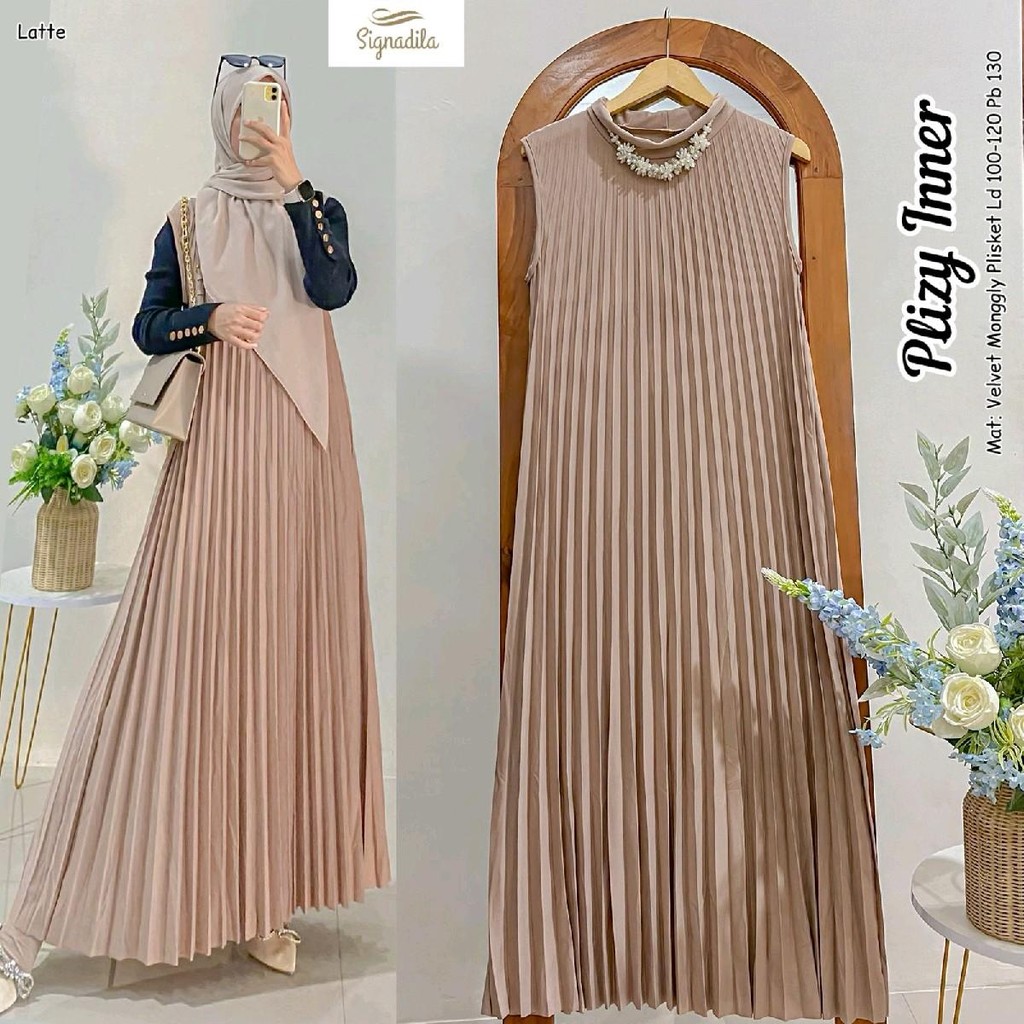 Plizzy Inner/Overall Plisket Dress Polos Tanpa Lengan