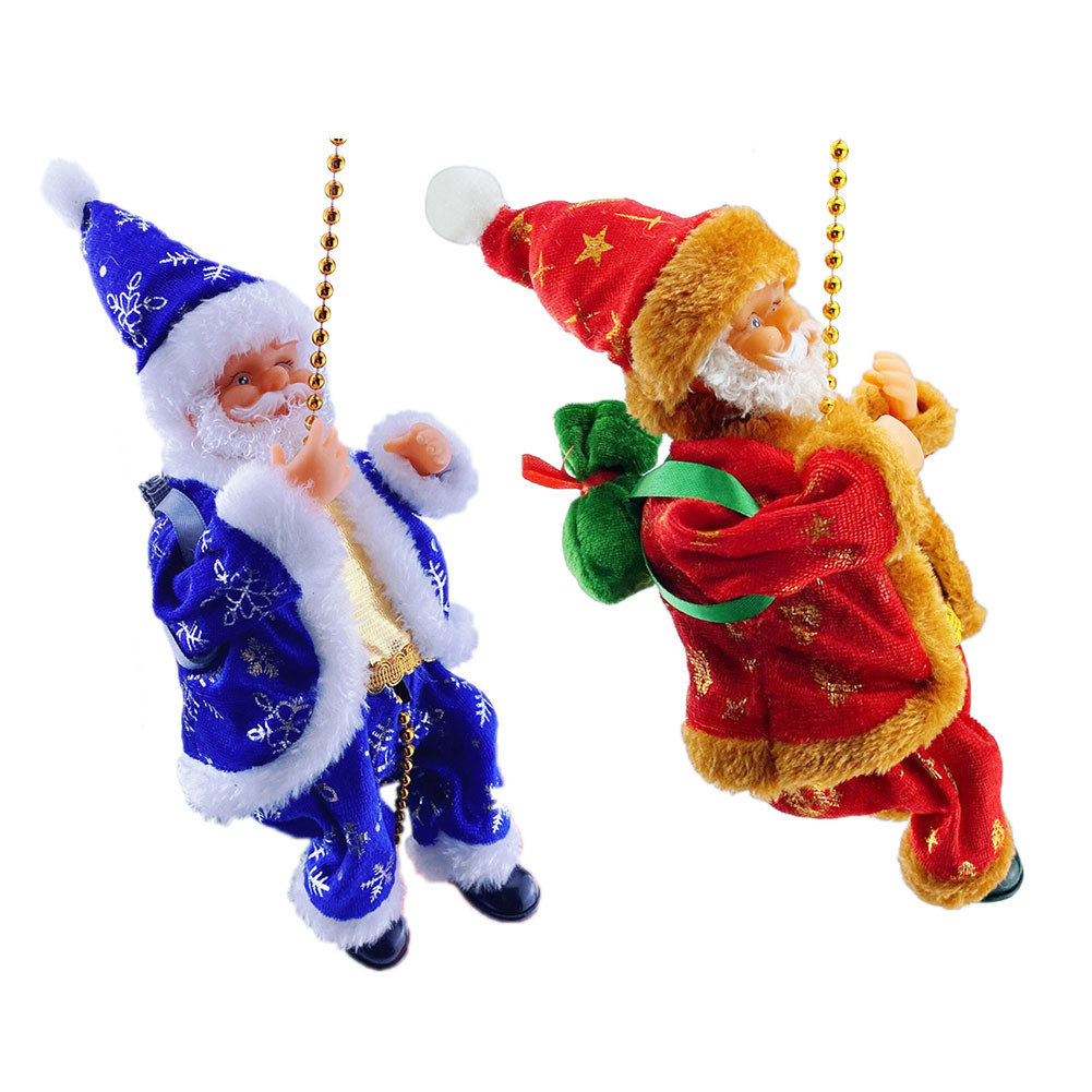 Christmas Climbing Santa Claus Doll with Music Electric Pendant Santa Claus Toy Hanging Santa Claus 