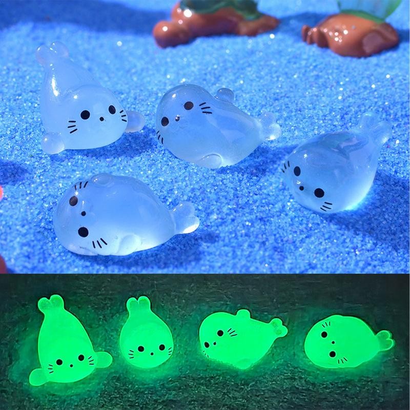 Little Seal Luminouss Ornament Glow In The Dark Mini Seal Charm Small Marine Animal Resin Figurines 