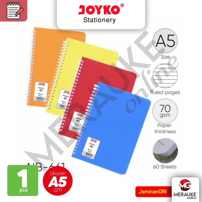 

JOYKO Buku Catatan Bergaris / Ruled Notebook A5 NB-661 60 Lembar