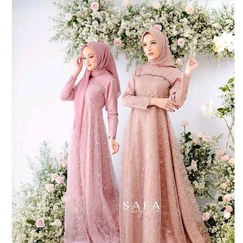 Safa gaun full brokat terbaru mewah elegan cantik - GAUN KONDANGAN - GAUN SYAR'I - GAUN TERBARU - DR
