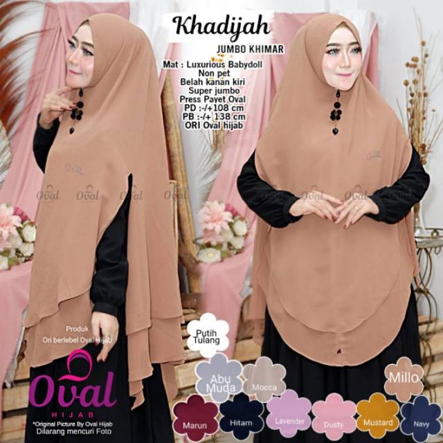 OVAL HIJAB KHADIJAH LUXURIOUS BABYDOLL SIZE SUPER JUMBO
