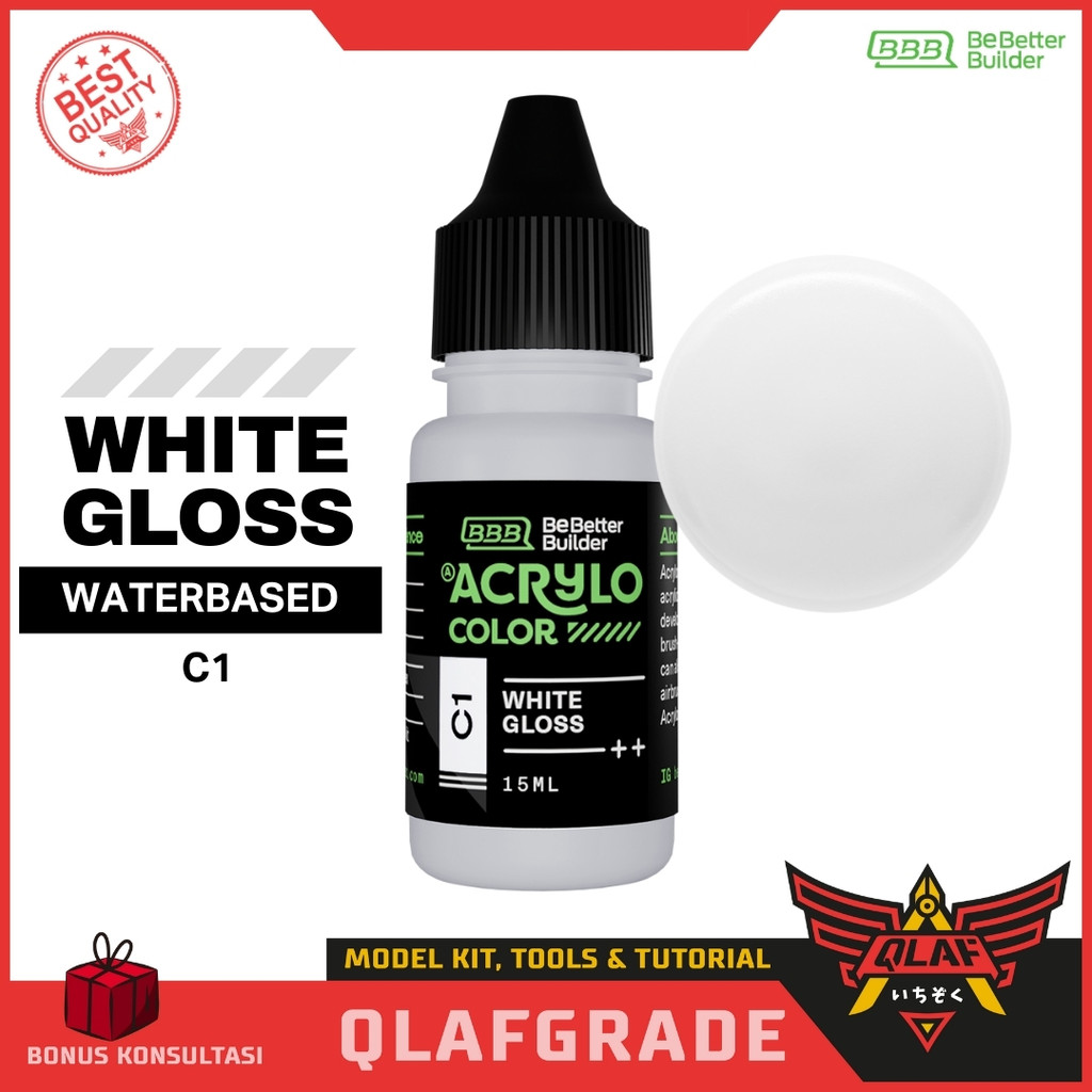 

ACRYLO WHITE C1 Cat ACRYLIC Hand brush Airbrush Gundam Model Kit putih