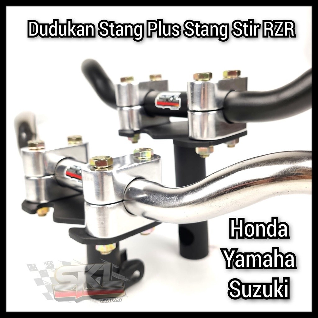 Paket Stang Rzr Plus Dudukan Stang Racing Road Race Universal Motor Honda Yamaha Suzuki Satu Sett