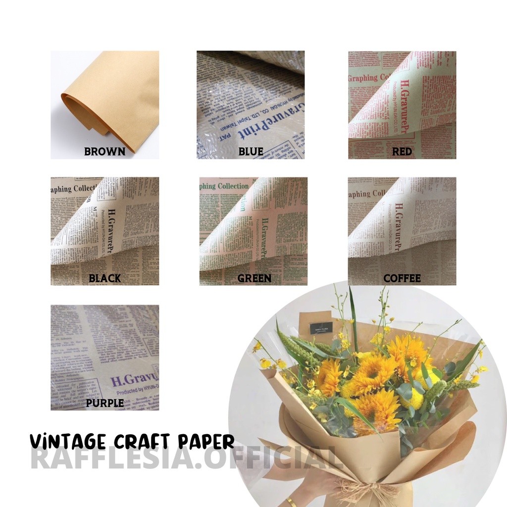 

[5 LEMBAR] PREMIUM VINTAGE CRAFT PAPER KERTAS BUKET PEMBUNGKUS BUNGA HAND BOUQUET