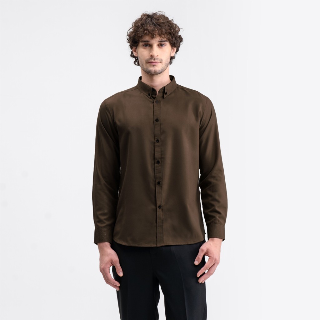 STYLE KOREA KEMEJA PRIA LENGAN PANJANG POLOS BROW