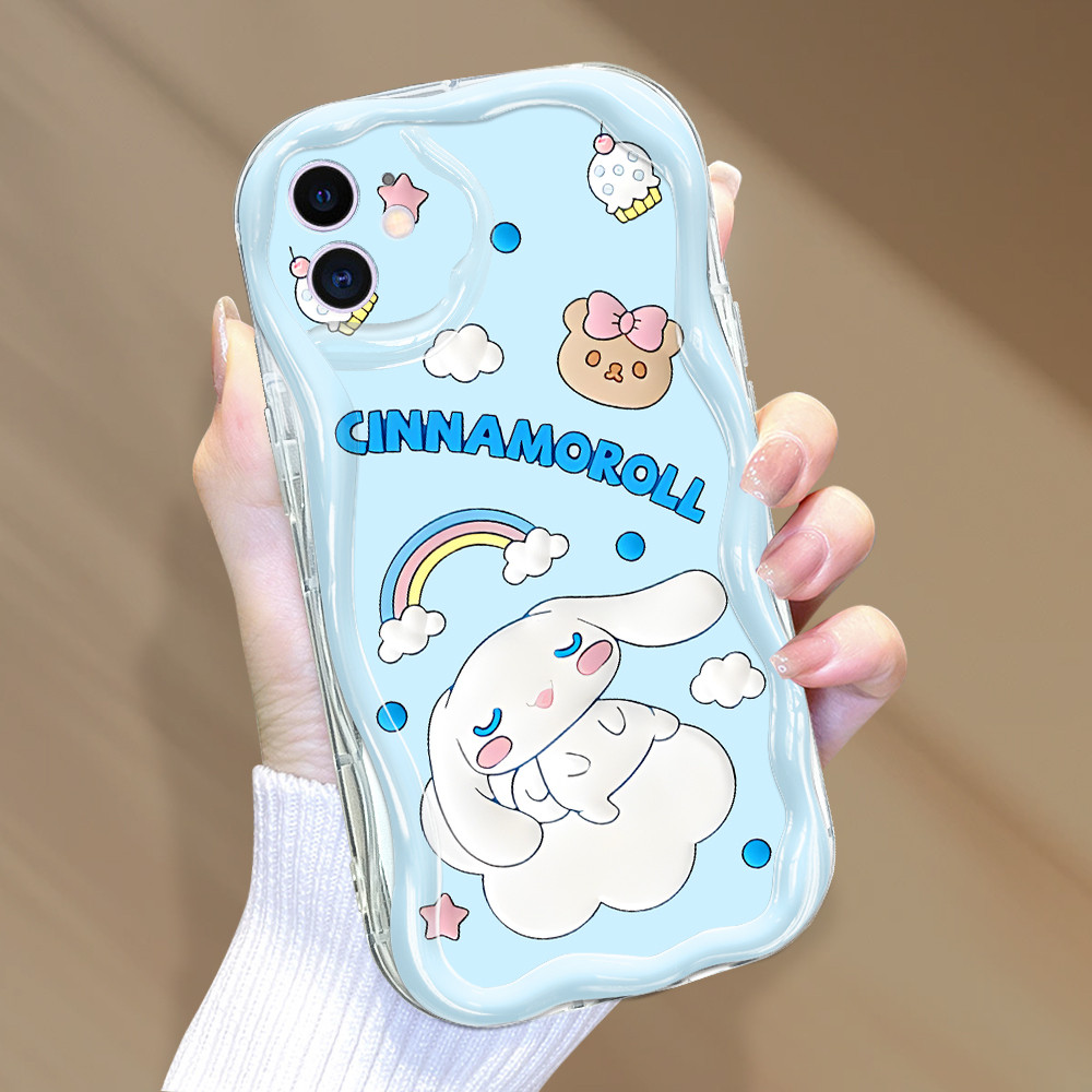 Softcase Cream Texture Wavy Edge Silicone Cover Phone Case Compitable With   iPhone 11 Untuk Casing 
