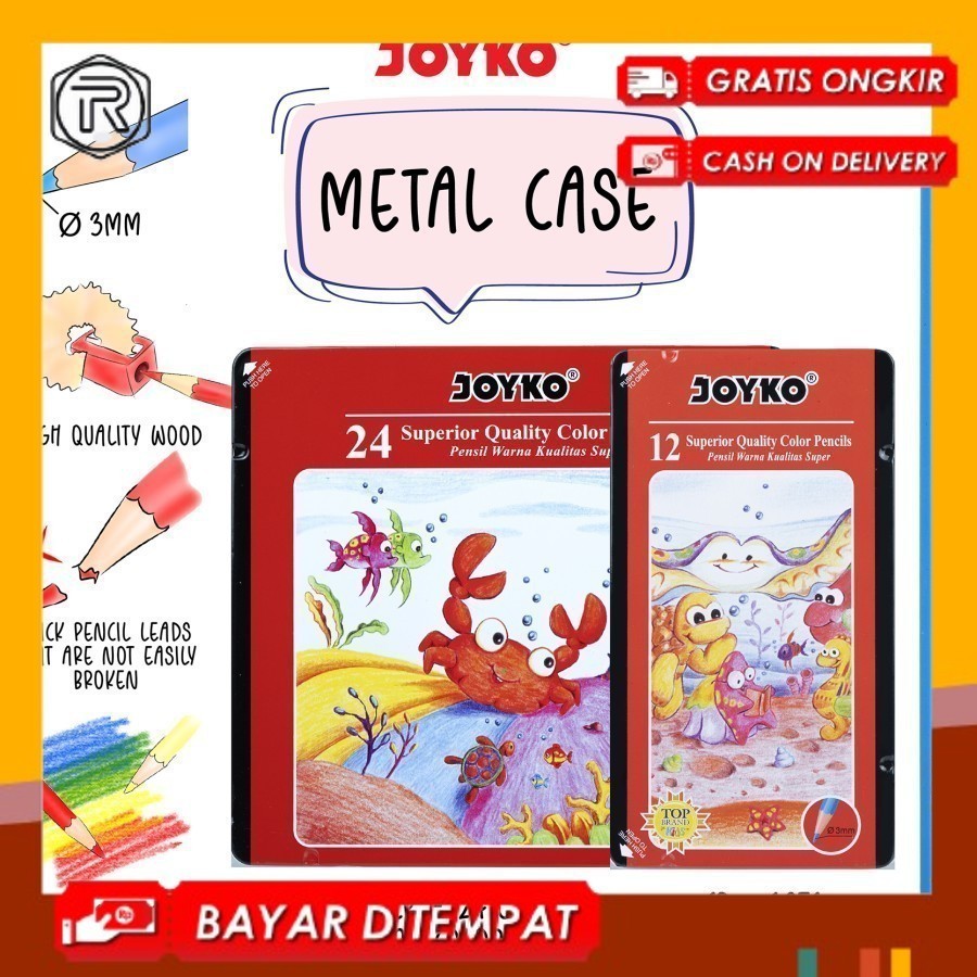 

Joyko Pensil Warna Dengan Metal Case Color- 12 dan 24
