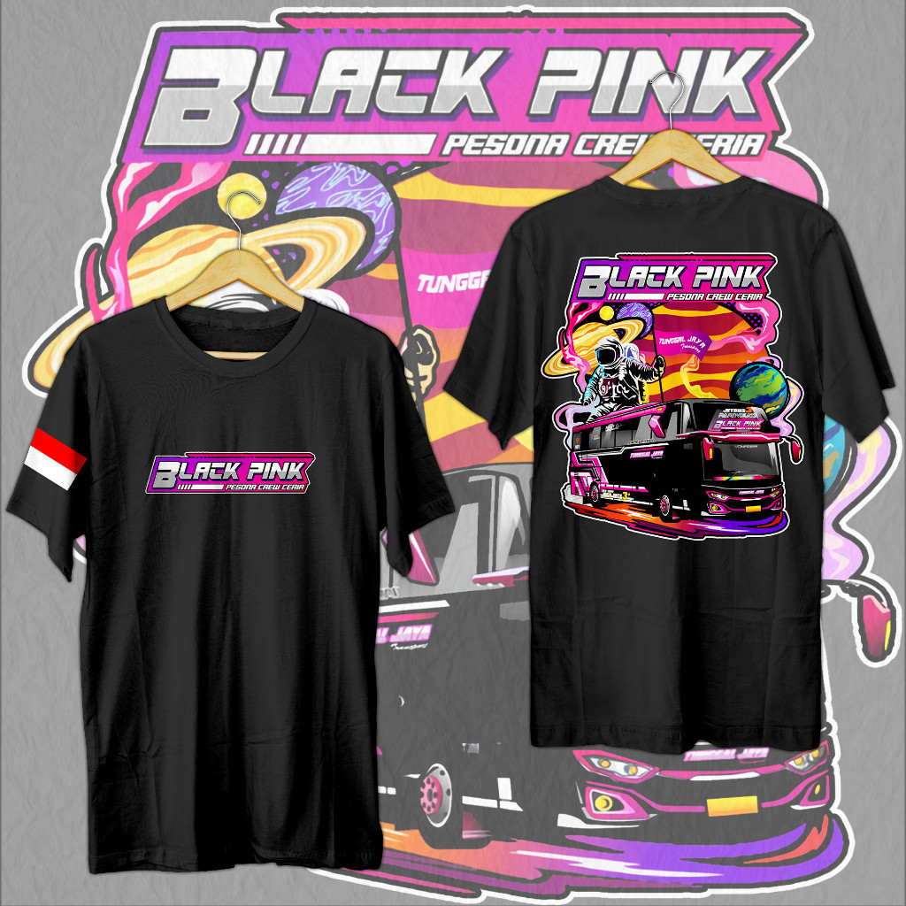 kaos bus mania black pink - baju bismanaia bris trans terbaru