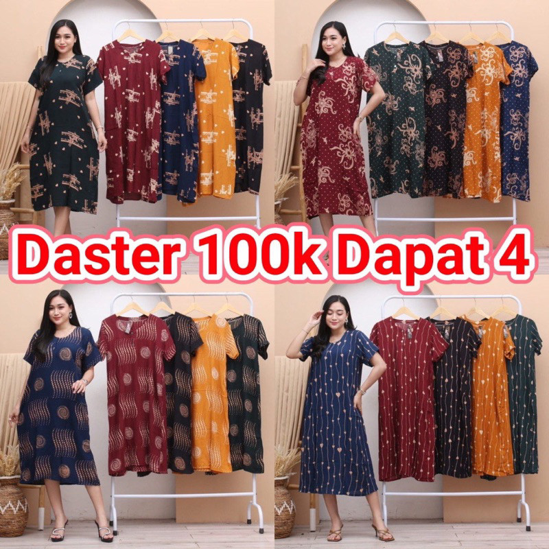 Paket Usaha Daster 100 rb dapat 4 Bahan Rayon Random Motif dan Warna Busui Home Dress Ld 110