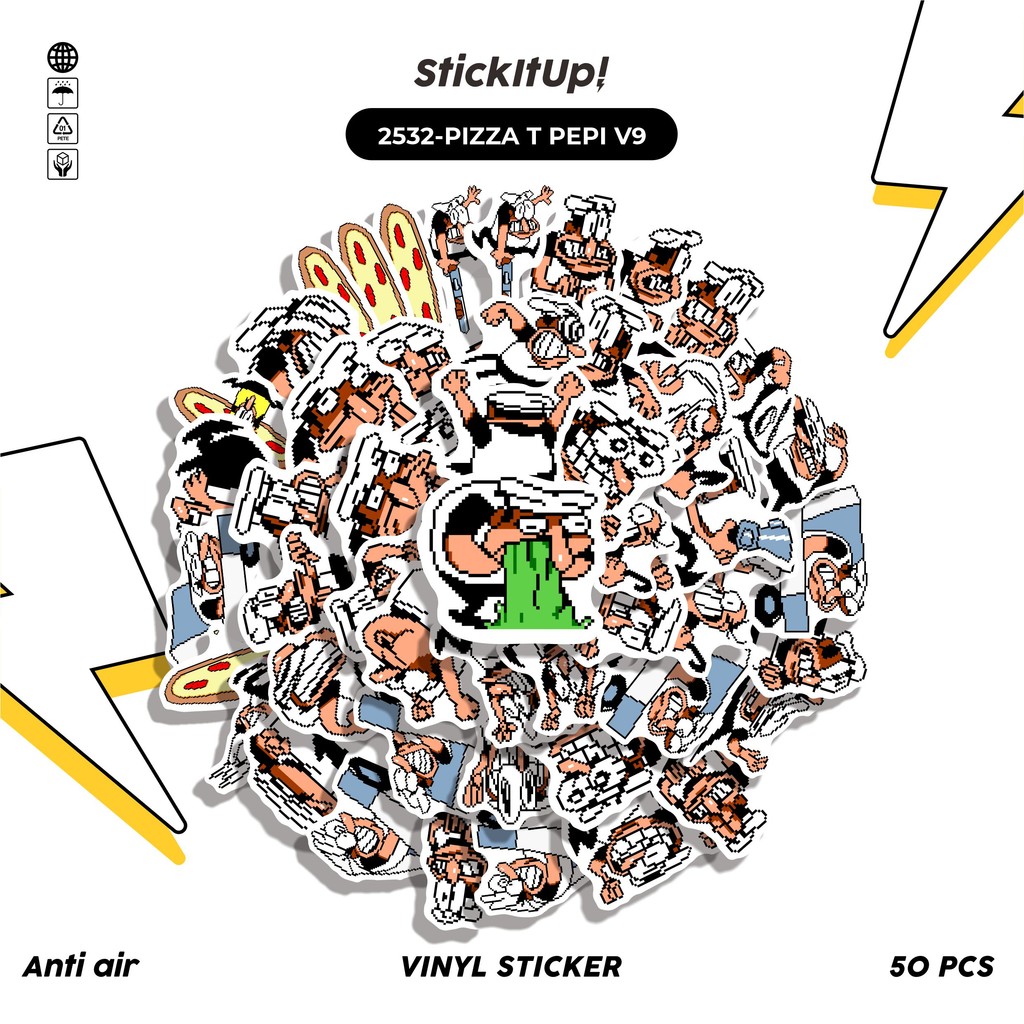 

COD✨ 50 Pcs Stiker Pack PIZZA T PEPI V9 Lucu Aesthetic Vynil Waterproof untuk Freebies Sticker Buku Journal Casing HP Laptop