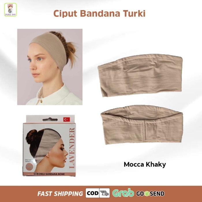 ✨TERLARIS✨ -Premium bandana ciput ori brand lavender turki ada antislip anti pusin - grey
