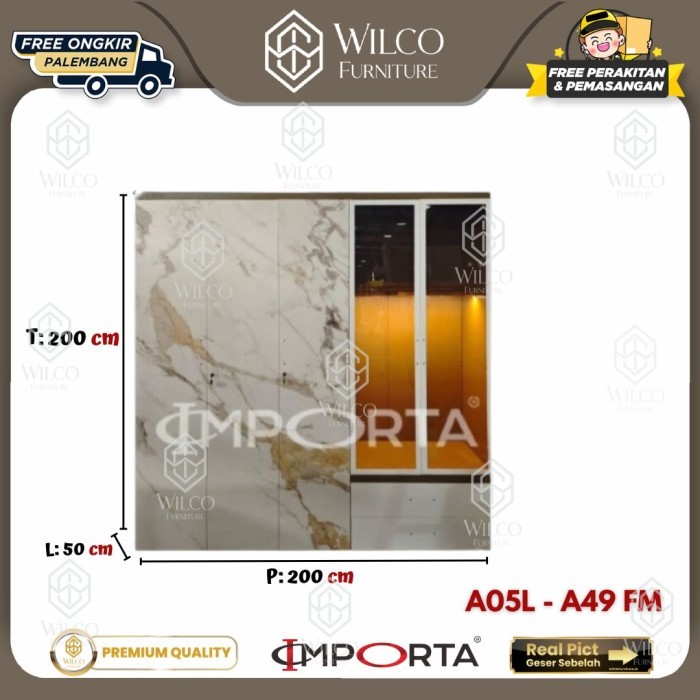 Lemari Baju Besi Importa 5 Pintu A05L-A49 FM | Lemari Pakaian Besi 6 Pintu Palembang