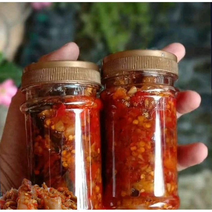 

Sambal Mercon Cumi Teri Pedas Gurih Aroma rempah Ukr 120gr