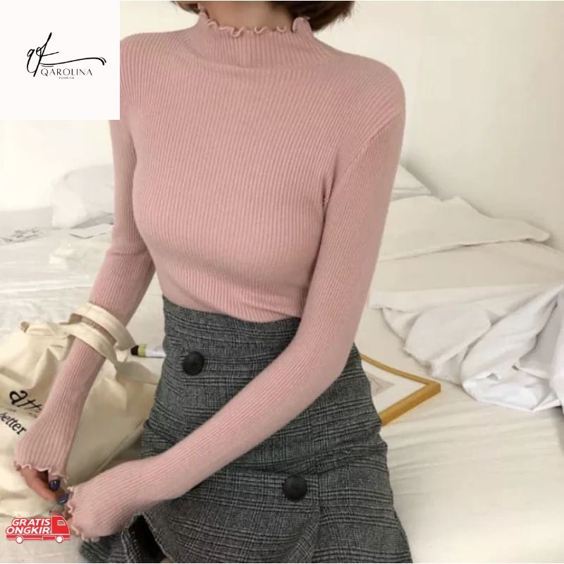 Baju Korea / DAISY CURLY INNER ATASAN RAJUT WANITA BLOUSE RAJUT DALAMAN WANITA BAJU RAJUT KEKINIAN 2