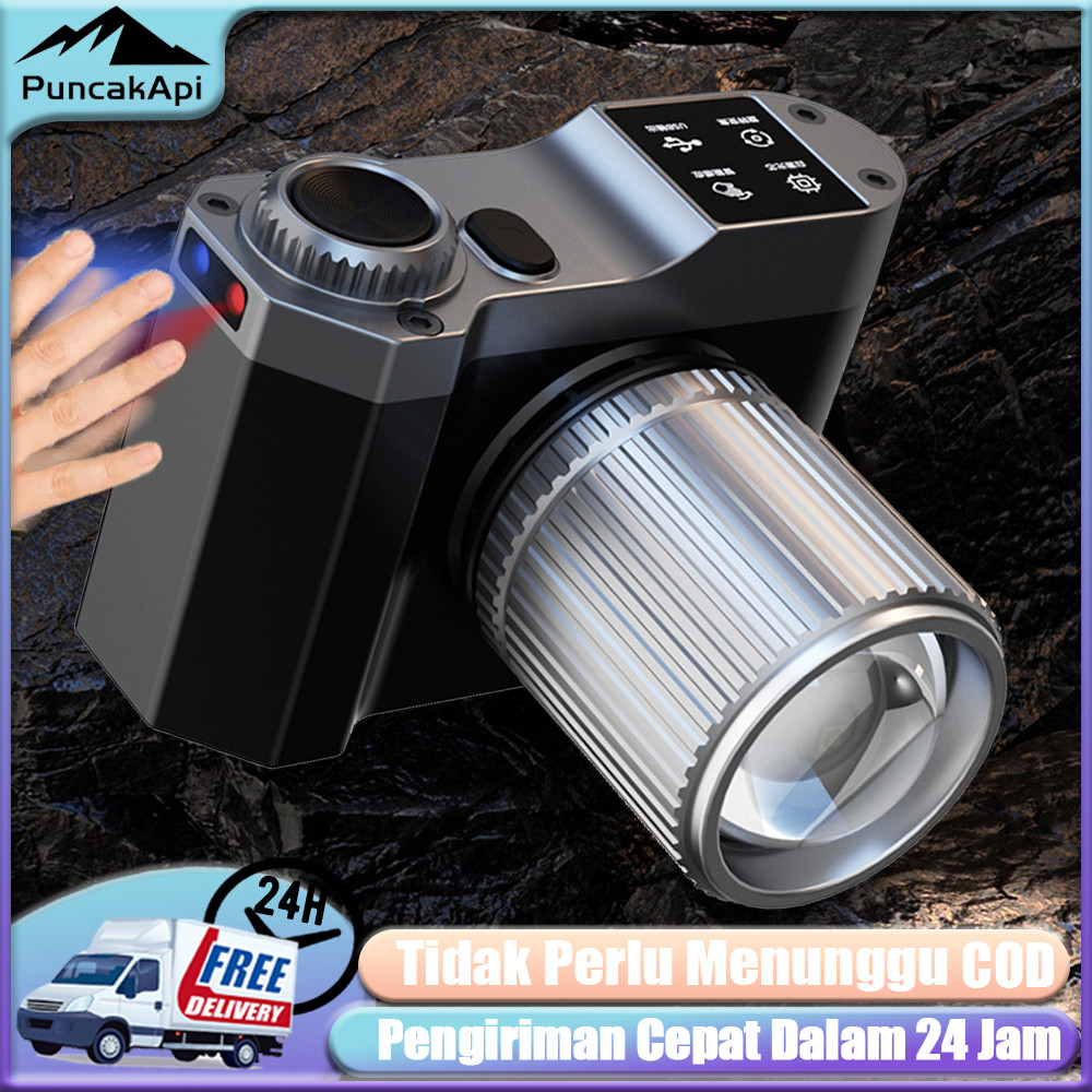 LED Headlamp Senter Kepala Senter Dengan Air Sensor Gerak Outdoor Senter Kepala Led Zoom Powerbank T