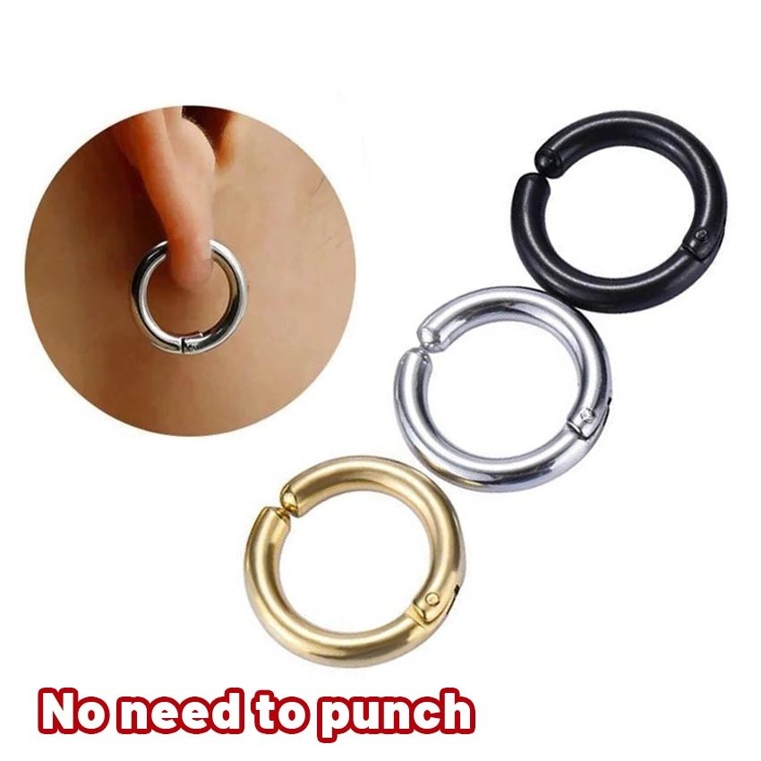 Anting-anting jepit bundar tanpa tindik pria dan wanita, anting-anting jepit Korea tanpa tindik pria