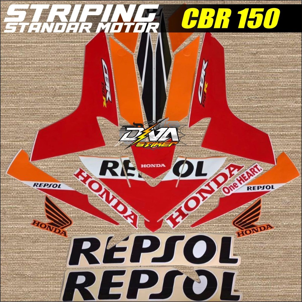 Stiker Striping Motor Cbr 150 R Cbr150r Cbr 150r Tahun 2017 Orange Repsol