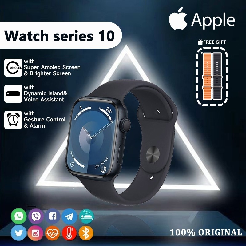[ Double straps ] ORI Apple Watch 10 Smartwatch Series 10 45mm GPS NFC IP68 tahan air SmartWatch wan