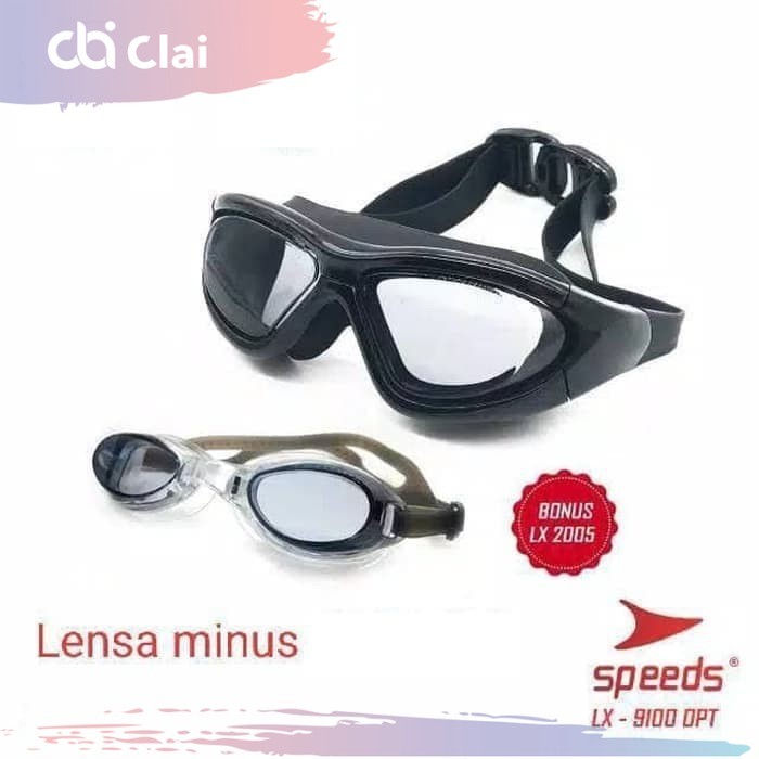 CLAI Kacamata Kaca mata renang Googles dewasa Lensa Minus 2 3 4 + - OPT9100