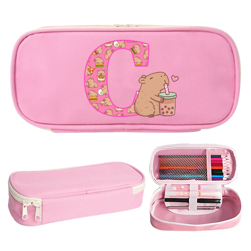 

Capibara Pencil Case Girls Anime Capybara Letter A-Z Pen Bags Kids School Storage Stationery Pouch Office Supplies Children Gift