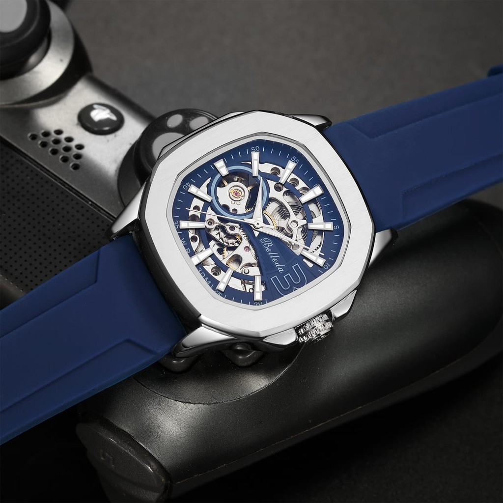 Ready Jam Tangan Pria Belleda 9633 Rubber Anti Air Automatic