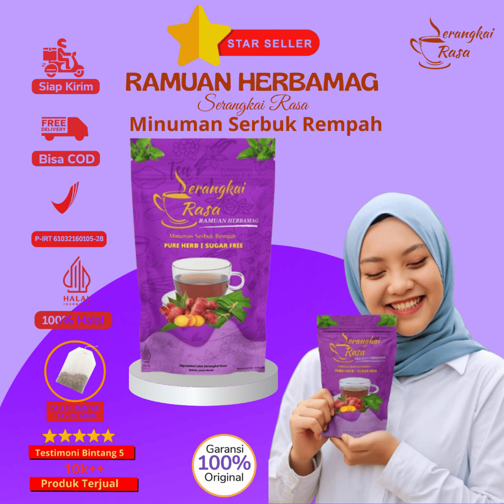 

[ POUCH UNGU ] Teh Celup Rempah Serangkai Rasa HerbaMaag | JSR | Maag Gerd Asam Lambung
