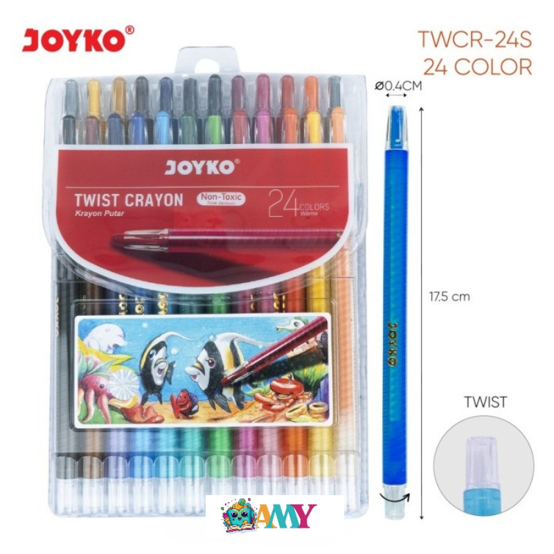 

(1PAK ISI 24WARNA) CRAYON PUTAR JOYKO TICP 24 T AMY STASIONARY