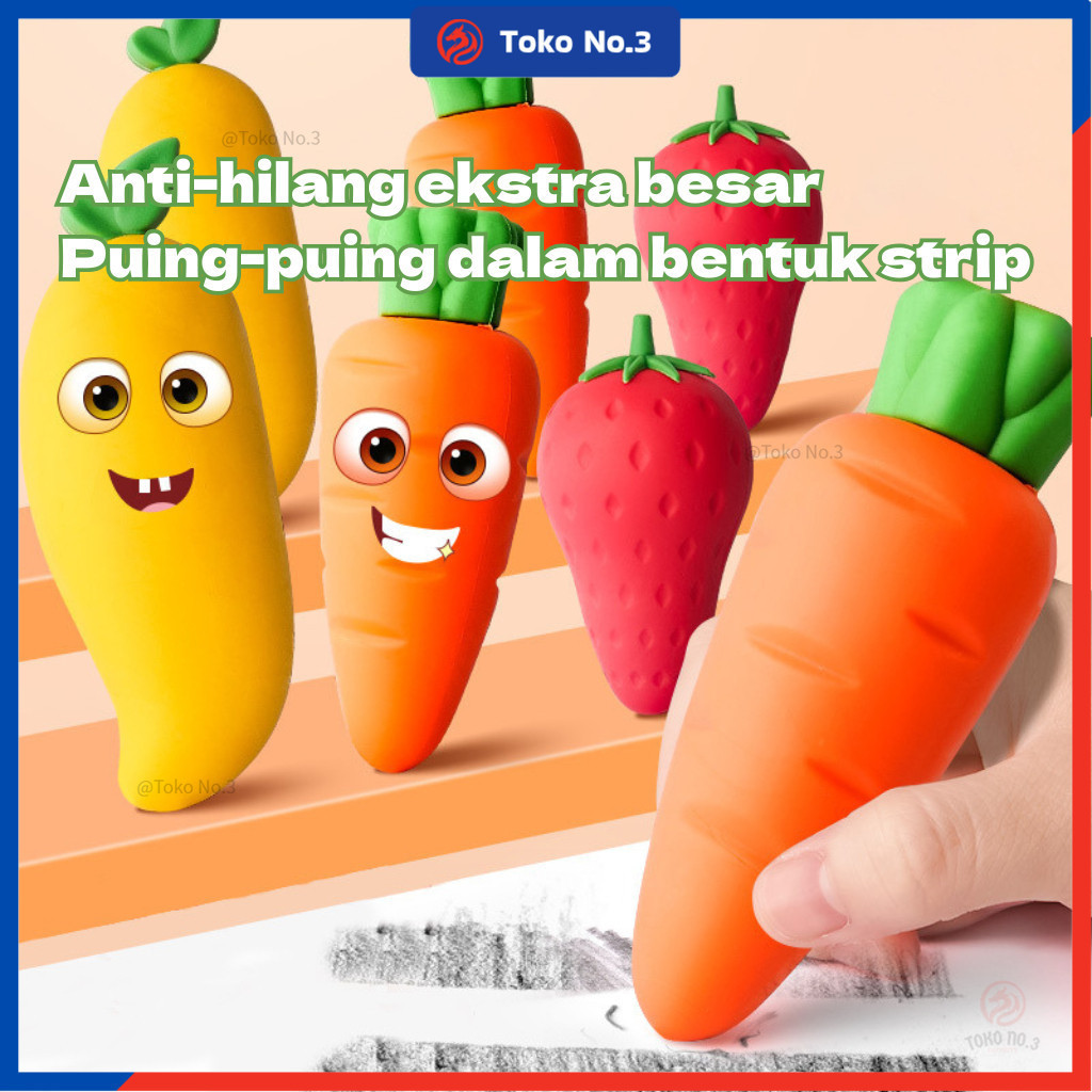 

COD/Penghapus Buah Lucu Anak / Eraser Bentuk Mangga Stroberi Wortel / Alat Tulis Kreatif Pelajar / Penghapus Bersih Anti Noda / Silikon /Toko No.3/eraser