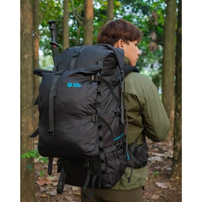 Tas Gunung Carrier Greenforest Limosa Lightweight 55+10 Liter 2 in 1 Free Raincover - Hitam