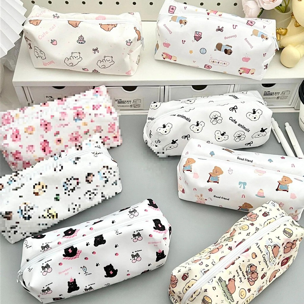 

Korean Simple Cute Cartoon Animal Park Pencil Case Portable Stationery Organizer Pou Kawaii Girls Sool Supplies Makeup Bag