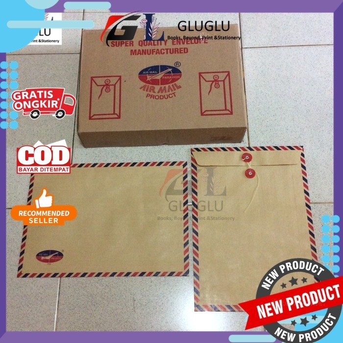 

Amplop Coklat Folio Air Mail 310 Tali (50 lembar ) + Gratis 1 pcs Pulpen Hitam joyko