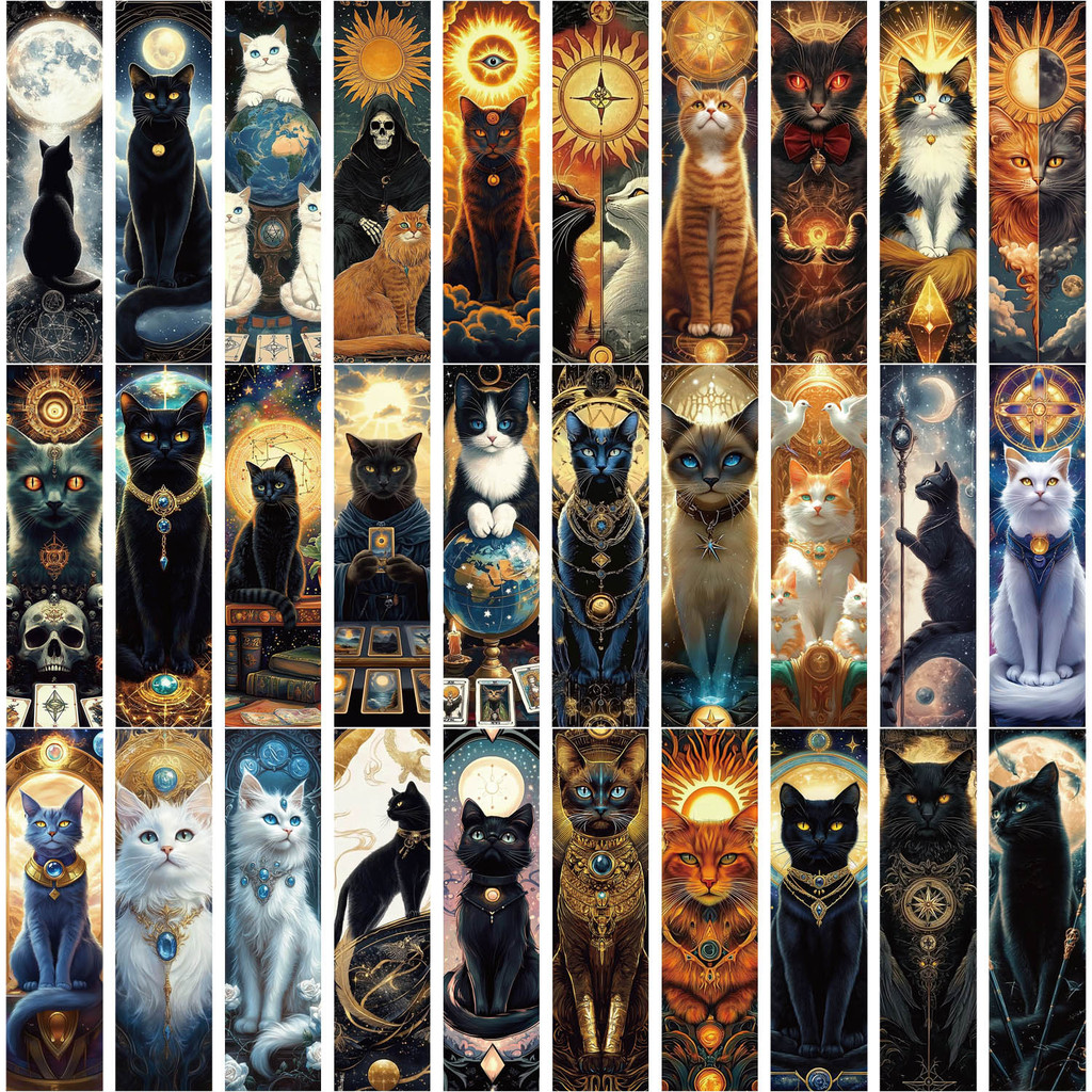 

30 Pcs Cartoon Cat Bookmark Series Simple Handheld Artistic Creative Materials Reading Paper Bookmarks DIY Bookmarks