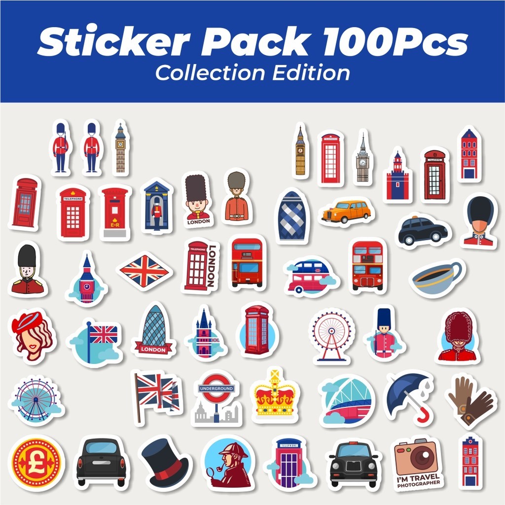 

Hot Sticker London Lucu Anti Air Stikers Berperekat Waterproof Sticker Decal Buat Motor Helm Buku Journal Koper Casing HP Laptop Botol Minum