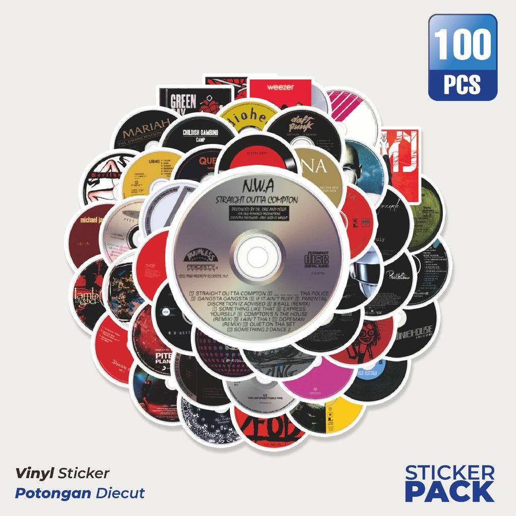 

100 PCS STIKER Kaset Musik Waterproof Aesthetic- Untuk Laptop, Motor, dan Helm - Paper Stationery Pack