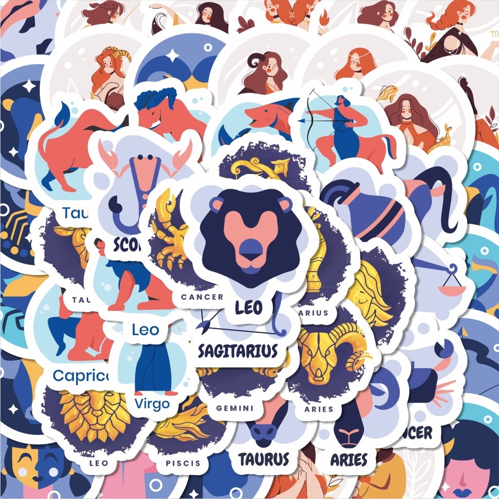 

100PCS Lucu Stiker Zodiak Konstelasi Stiker Aesthetic Stiker Anti Air Stikers Berperekat Waterproof sticker decal buat Motor Helm Buku Journal Koper Casing HP Laptop Botol Minum Hadiah anak
