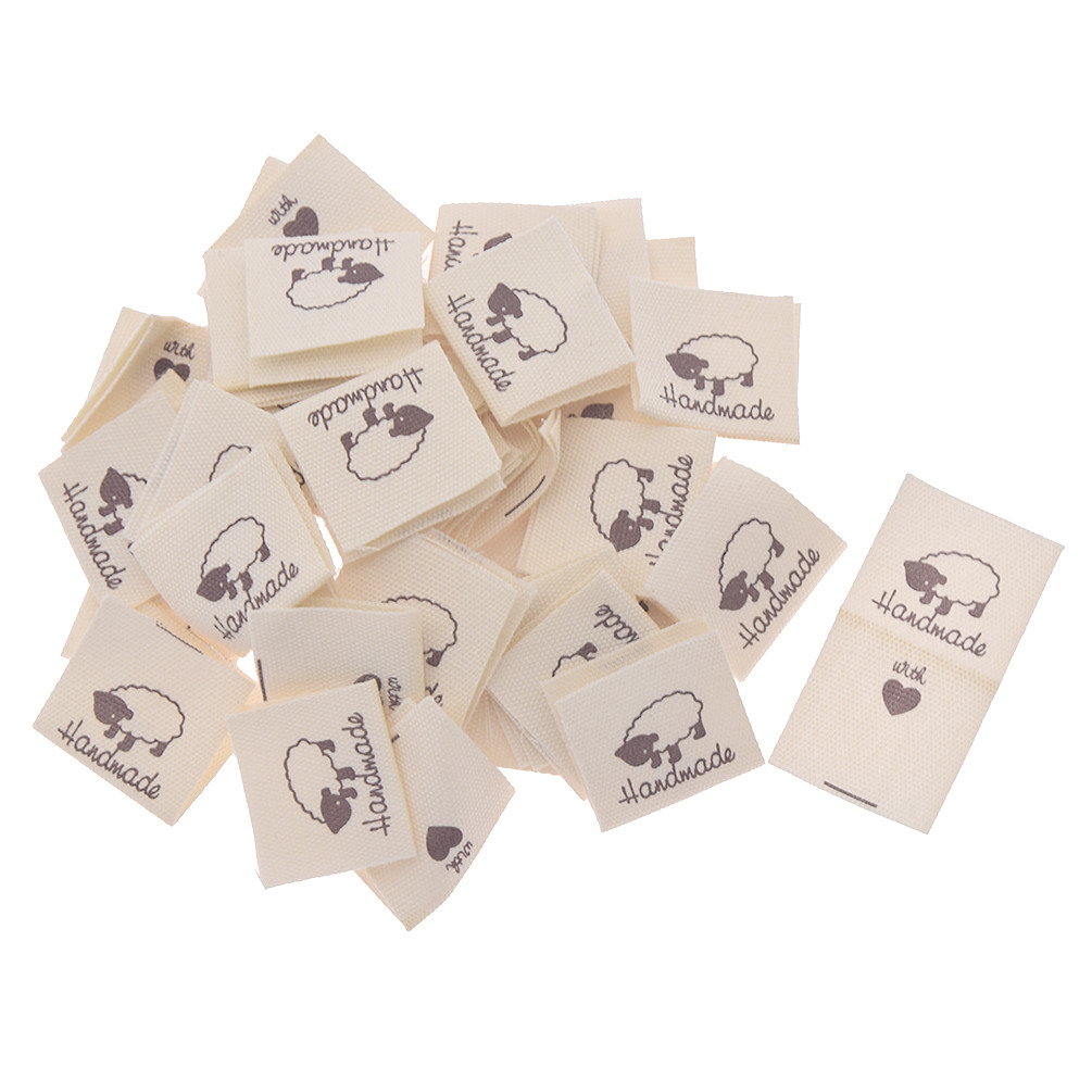 

50pc 2*4CM handmade sheep flower ring scissors pin button sewing machine clothing label fabric tag