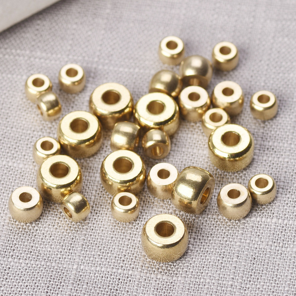 

Round Cylinder 5x3mm 6x4mm 8x5mm Solid Brass Metal Light Gold Color Loose Spacer Crafts Beads lot for Jewelry Making Findings