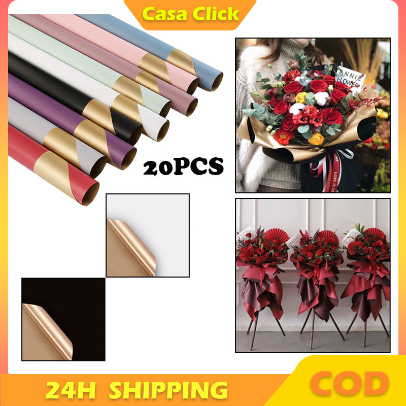 

Terlaris Bi Colour Gold Flower Wrapping Paper Waterproof Two Side Gold Kertas Kertas Buket Bunga